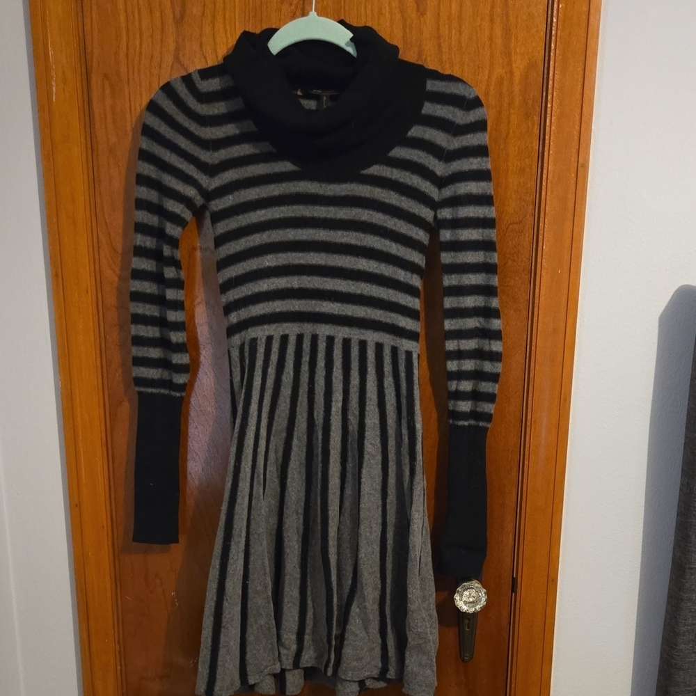 BCBGMaxAzria Black and Gray Striped Dress
